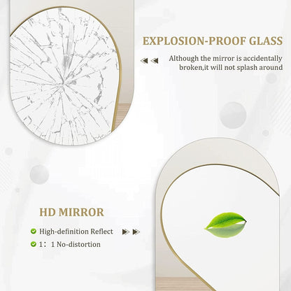 Miroir de sol arqué pleine longueur Miroir sur pied complet Décoration murale