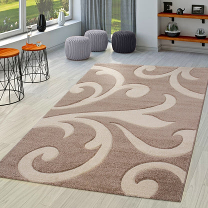 Tapis moderne à motif floral avec contour découpé