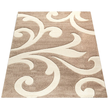 Tapis moderne à motif floral avec contour découpé