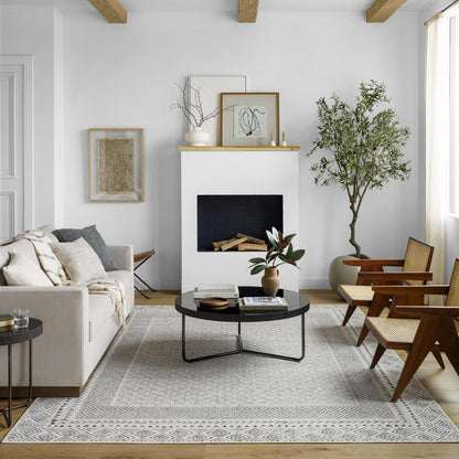 Tapis Livabliss Tiffany Grey à bordure bohème