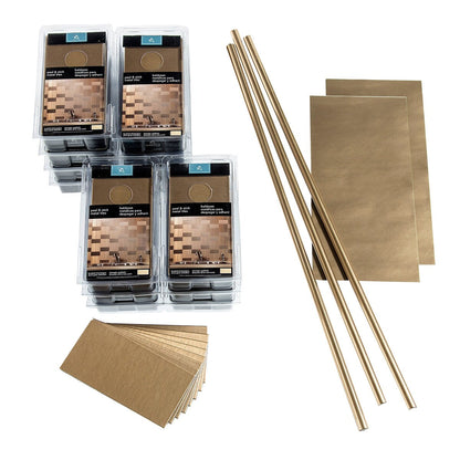 Kit de carreaux métalliques à grain court Aspect pour dosseret autocollant 3 po x 6 po, couleur champagne brossé, 15 pi²