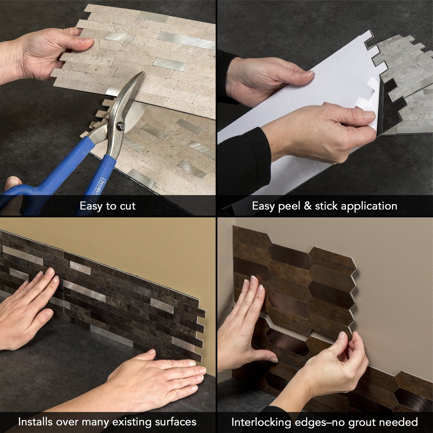 Carrelage mural adhésif Aspect Collage