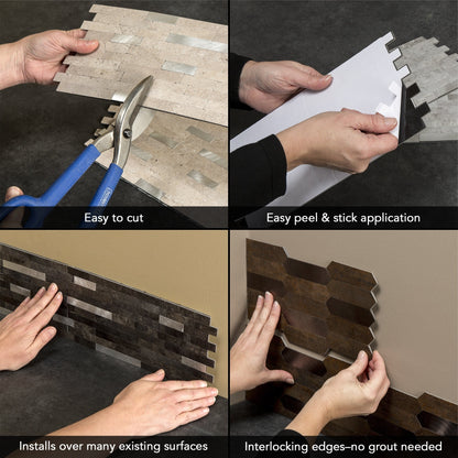 Carrelage mural adhésif Aspect Collage