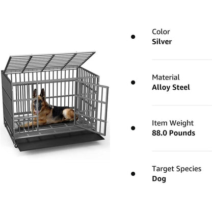 Cage pour chien Bossin 48/38 pouces, robuste et indestructible, cage anti-évasion avec roues verrouillables