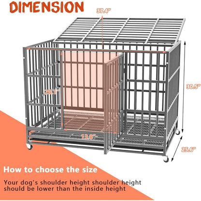 Cage pour chien Bossin 48/38 pouces, robuste et indestructible, cage anti-évasion avec roues verrouillables