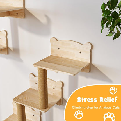 Système d'escalade mural pour chat en pin BOSSIN 9/16/18 pièces - Ensemble d'étagères murales avec lit pour chat, griffoir et tunnel