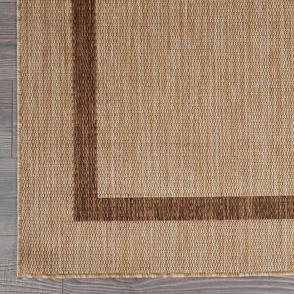 Beverly Rug Modern Bordered Indoor Outdoor Rug, Outside Carpet for Patio, Deck, Porch