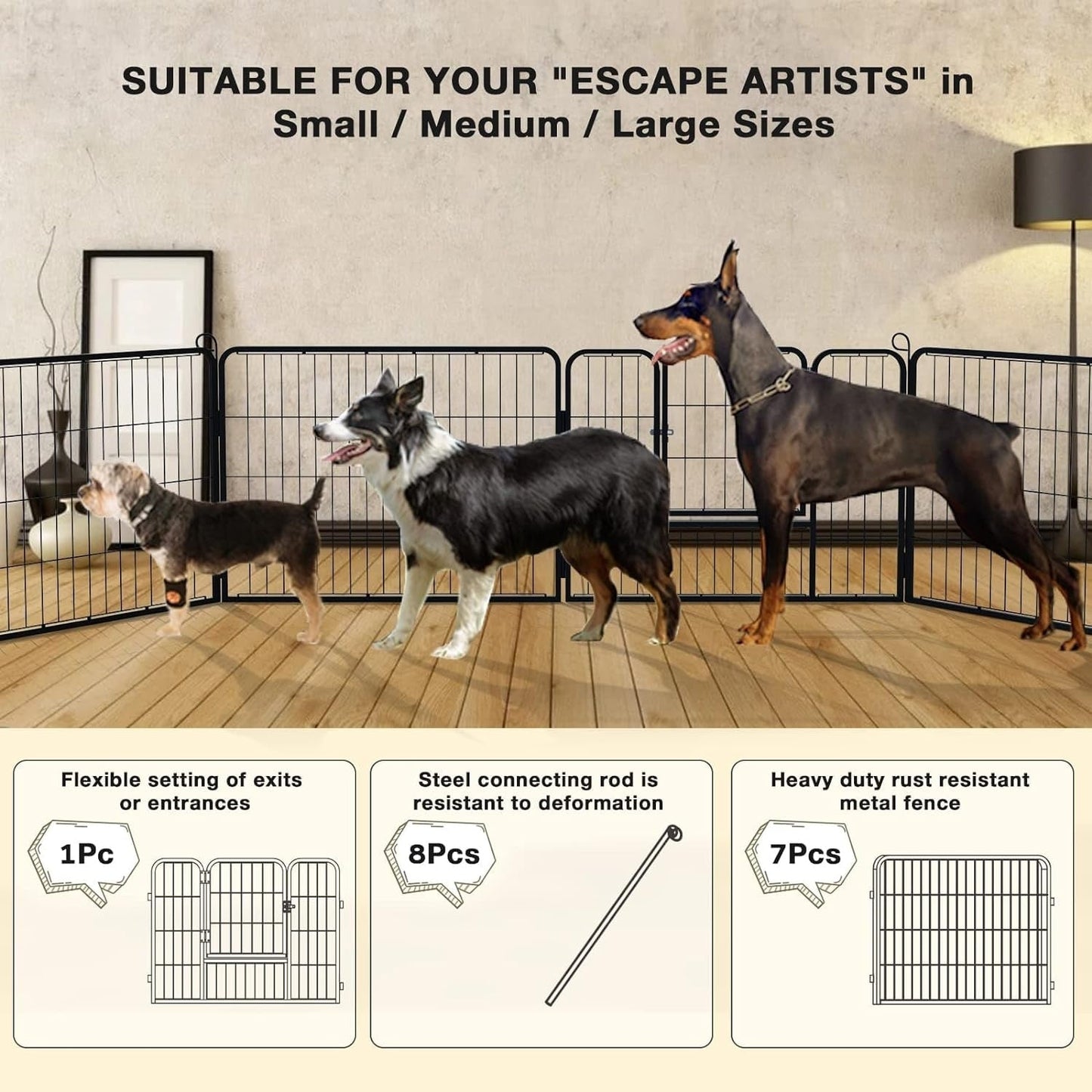 Parc pour chien Bossin, chenil, cage, clôture, parc d'exercice avec portes, 8/16/24 panneaux