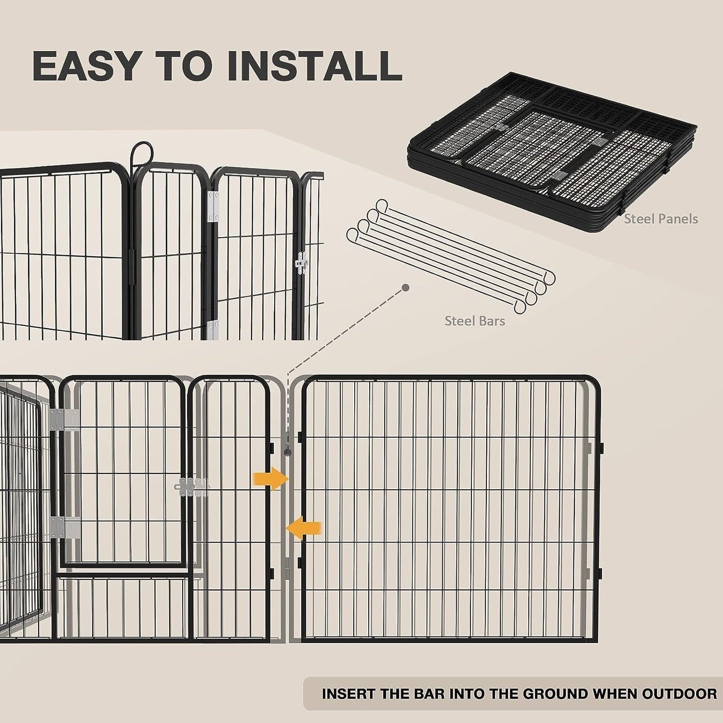 Parc pour chien Bossin, chenil, cage, clôture, parc d'exercice avec portes, 8/16/24 panneaux
