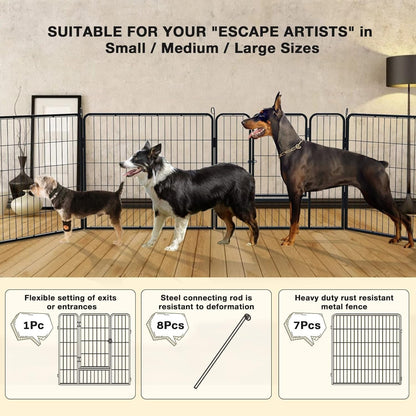 Parc pour chien Bossin, chenil, cage, clôture, parc d'exercice avec portes, 8/16/24 panneaux