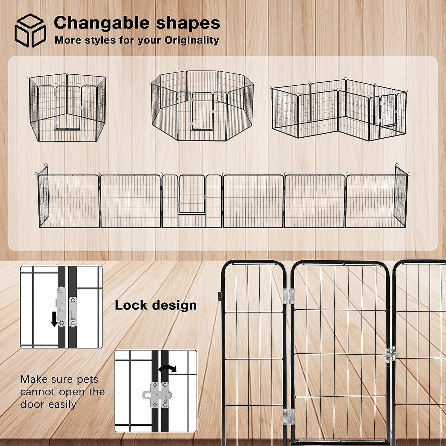 Parc pour chien Bossin, chenil, cage, clôture, parc d'exercice avec portes, 8/16/24 panneaux