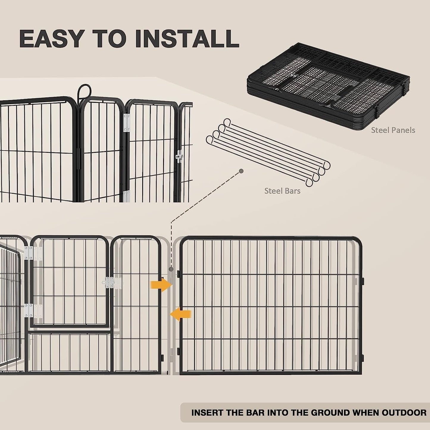 Parc pour chien Bossin, chenil, cage, clôture, parc d'exercice avec portes, 8/16/24 panneaux