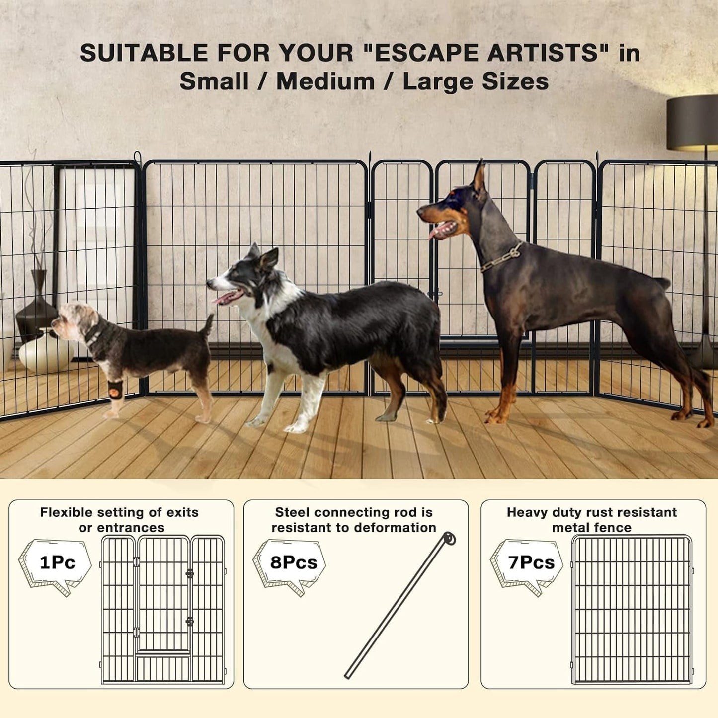Parc pour chien Bossin, chenil, cage, clôture, parc d'exercice avec portes, 8/16/24 panneaux