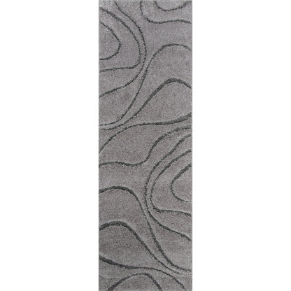 Tapis Shag contemporain Nuloom Krista à motifs tourbillonnants