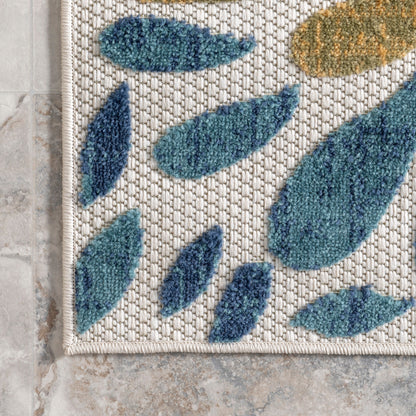 Tapis d'intérieur/extérieur à motif floral audacieux Nuloom Ronda