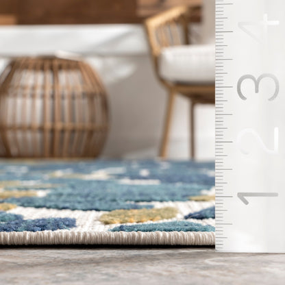 Tapis d'intérieur/extérieur à motif floral audacieux Nuloom Ronda