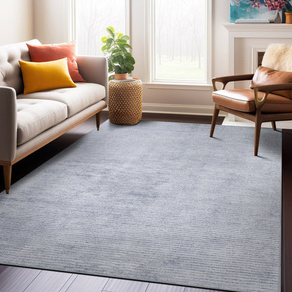 Contemporary Distressed Stripe Machine Washable Area Rug