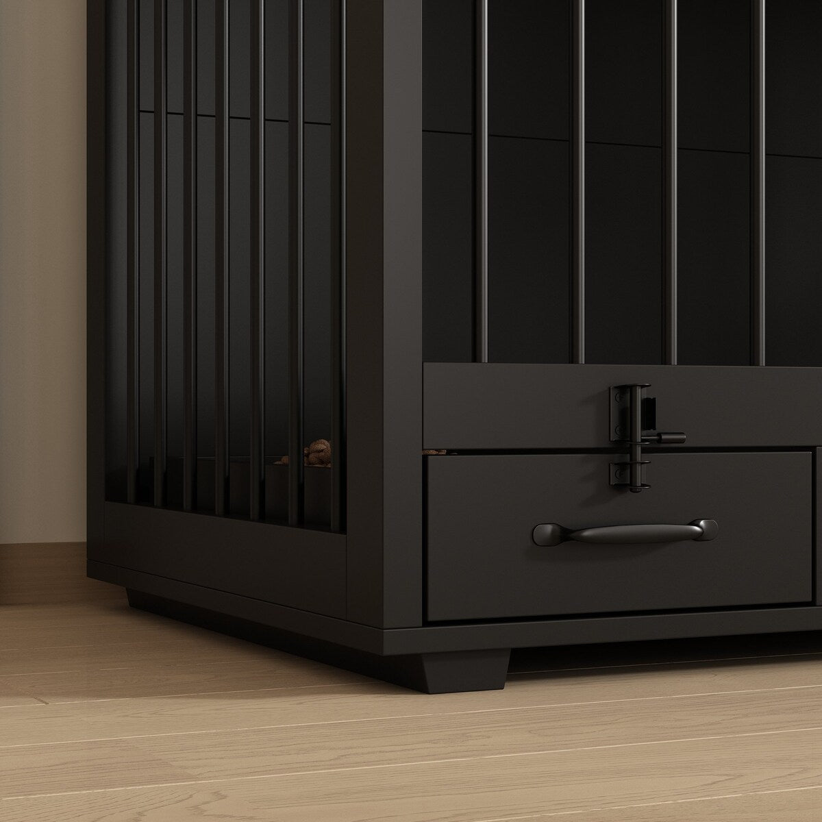 Meubles pour cage à chien - Niche en bois avec séparateur de pièce et 2 tiroirs