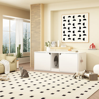 Bac à litière pour chat à deux compartiments, meuble multifonctionnel