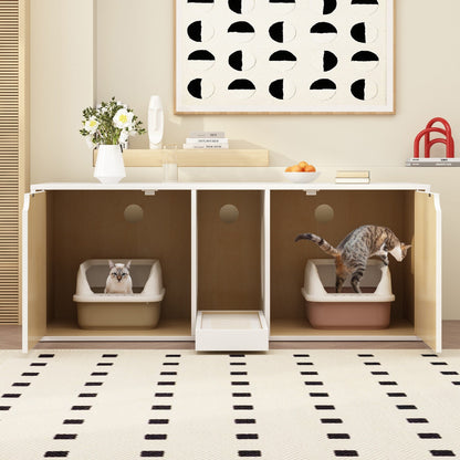 Bac à litière pour chat à deux compartiments, meuble multifonctionnel