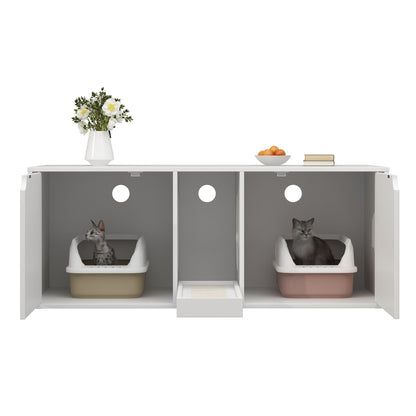 Bac à litière pour chat à deux compartiments, meuble multifonctionnel