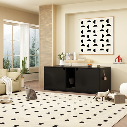 Bac à litière pour chat à deux compartiments, meuble multifonctionnel