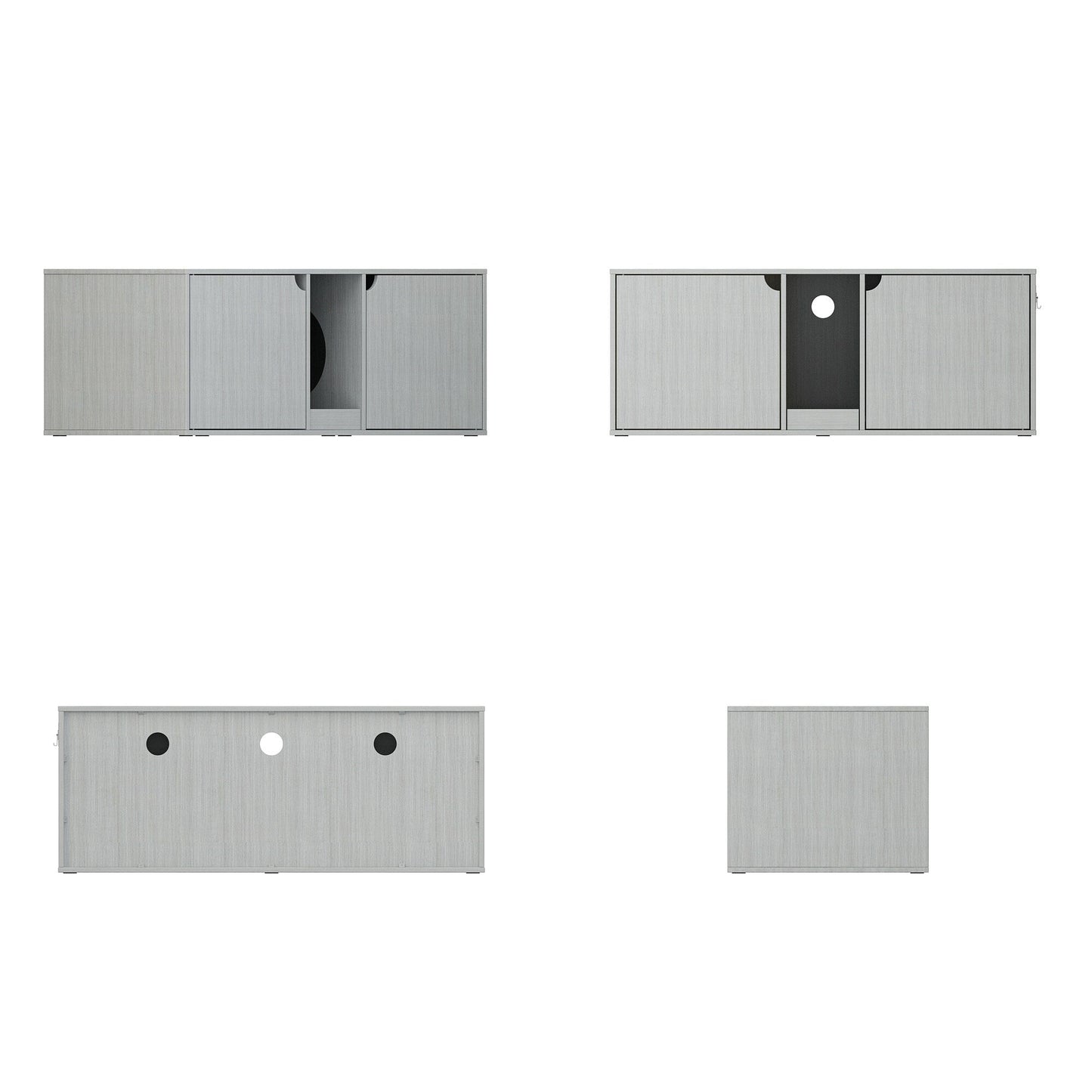 Bac à litière pour chat à deux compartiments, meuble multifonctionnel