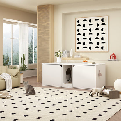 Bac à litière pour chat à deux compartiments, meuble multifonctionnel
