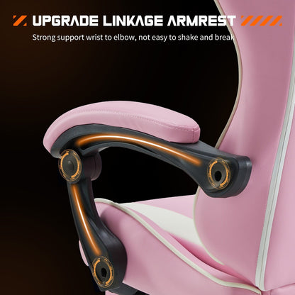 Ergonomic PU Leather 360° Swivel Gaming Recliner with Footrest, Headrest, Lumbar Support, Adjustable Height