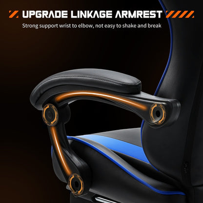 Ergonomic PU Leather 360° Swivel Gaming Recliner with Footrest, Headrest, Lumbar Support, Adjustable Height
