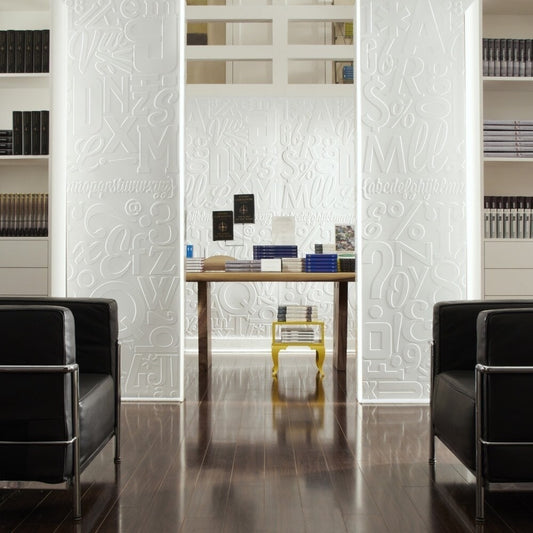 Panneau mural en PVC Alphabet FASÄDE 4 pieds x 8 pieds en blanc mat