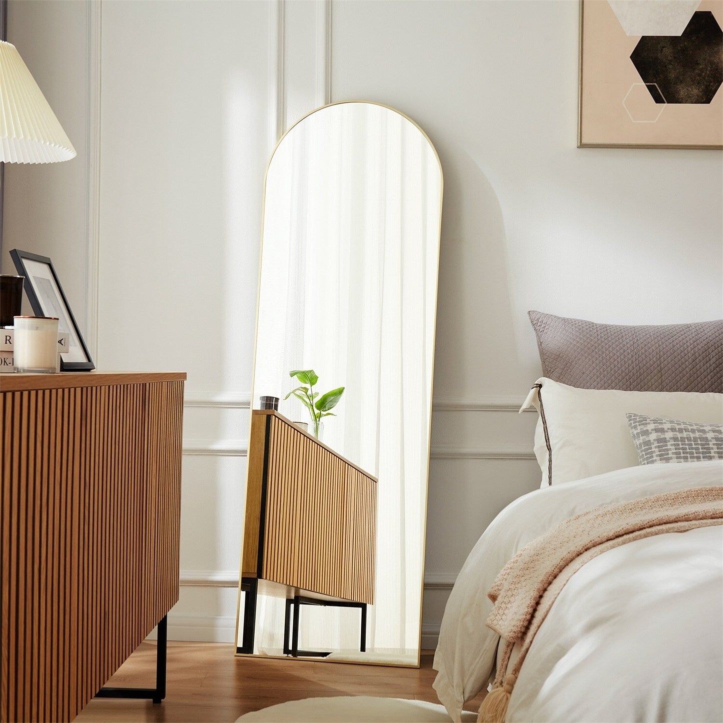 Miroir pleine longueur avec support, miroir de sol avec cadre en alliage d'aluminium pour chambre à coucher, miroir mural sur pied pour vestiaire