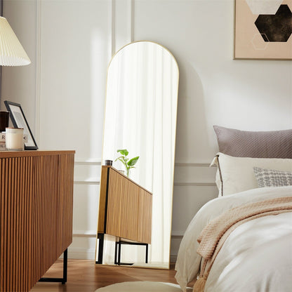 Miroir pleine longueur avec support, miroir de sol avec cadre en alliage d'aluminium pour chambre à coucher, miroir mural sur pied pour vestiaire