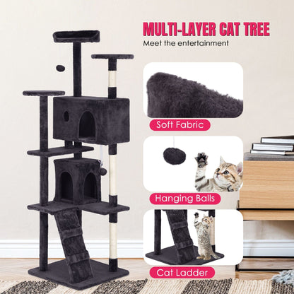 Arbre à chat Furniture of America, tour à chat à plusieurs niveaux avec échelle, plateformes et condos