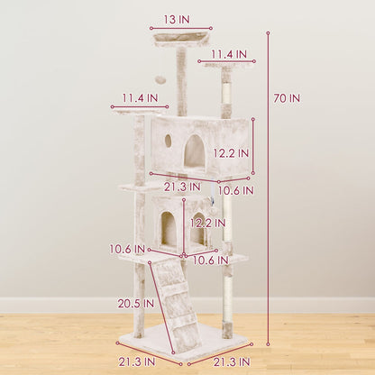 Arbre à chat Furniture of America, tour à chat à plusieurs niveaux avec échelle, plateformes et condos