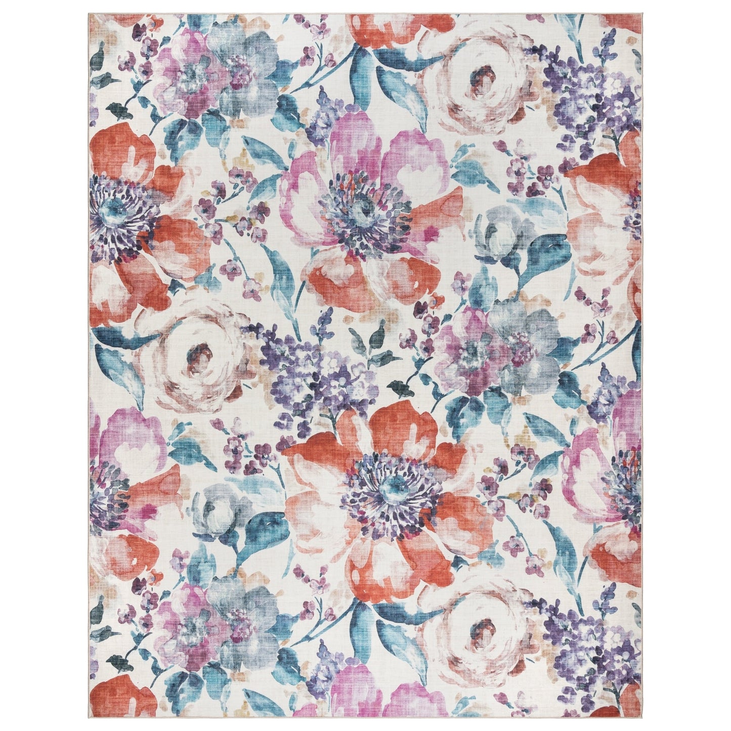 Gertmenian Crystal Print Washable Digital Printed Flat Pile Polyester Slip Resistant Area Rug Collection