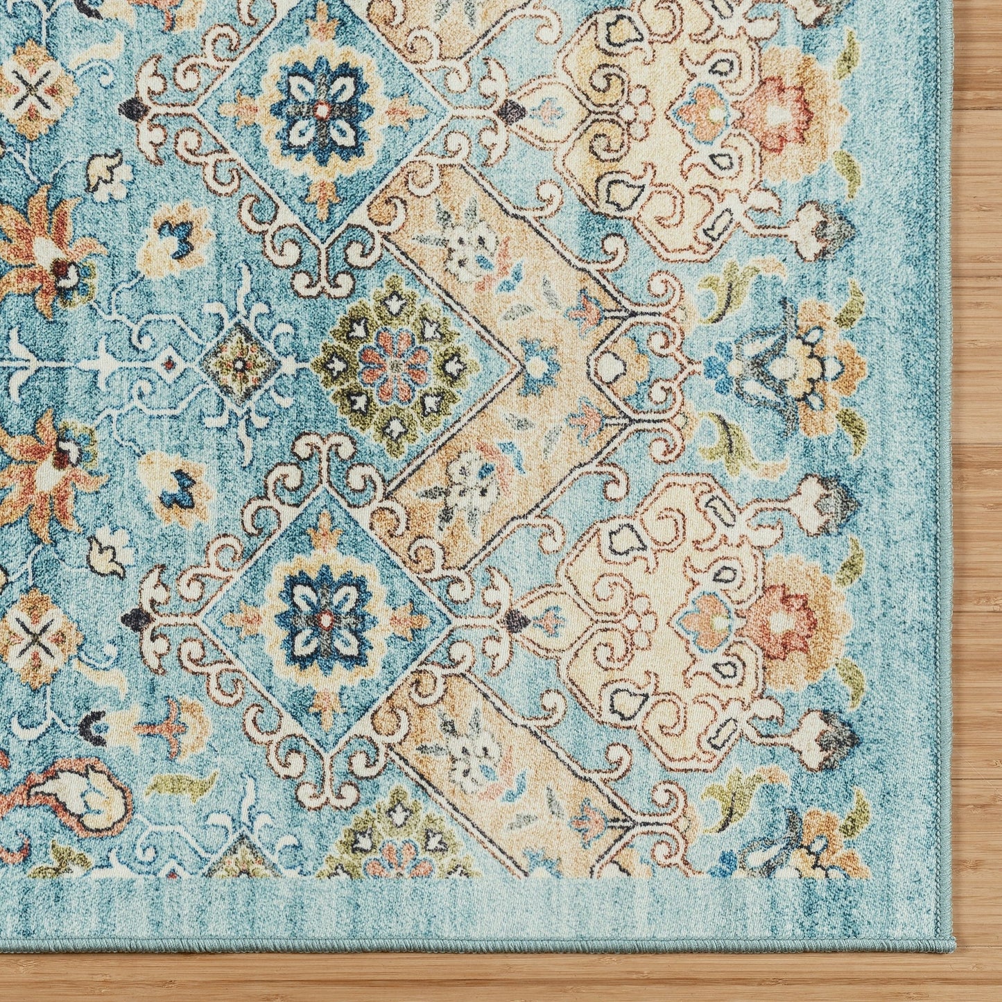 Gertmenian Crystal Print Washable Digital Printed Flat Pile Polyester Slip Resistant Area Rug Collection
