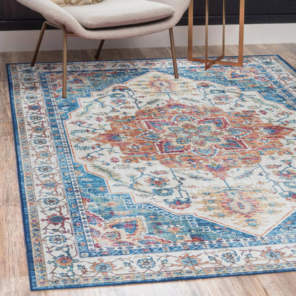 Gertmenian Crystal Print Washable Digital Printed Flat Pile Polyester Slip Resistant Area Rug Collection