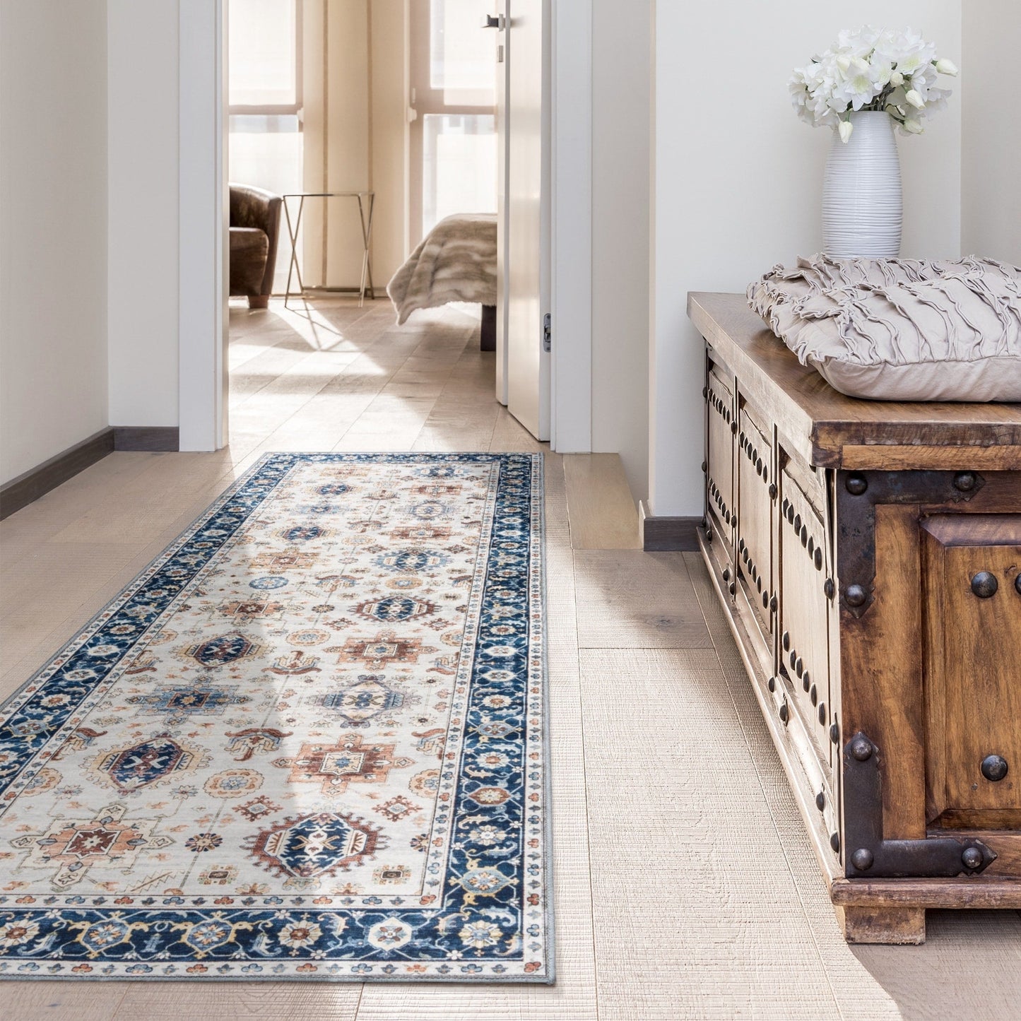 Gertmenian Crystal Print Washable Digital Printed Flat Pile Polyester Slip Resistant Area Rug Collection