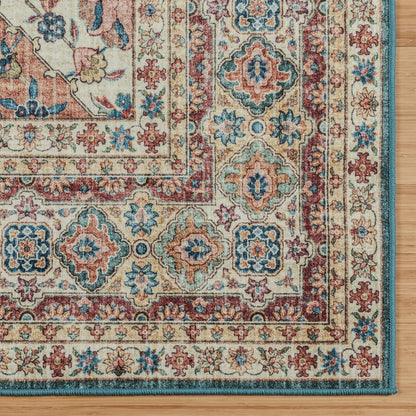 Gertmenian Crystal Print Washable Digital Printed Flat Pile Polyester Slip Resistant Area Rug Collection