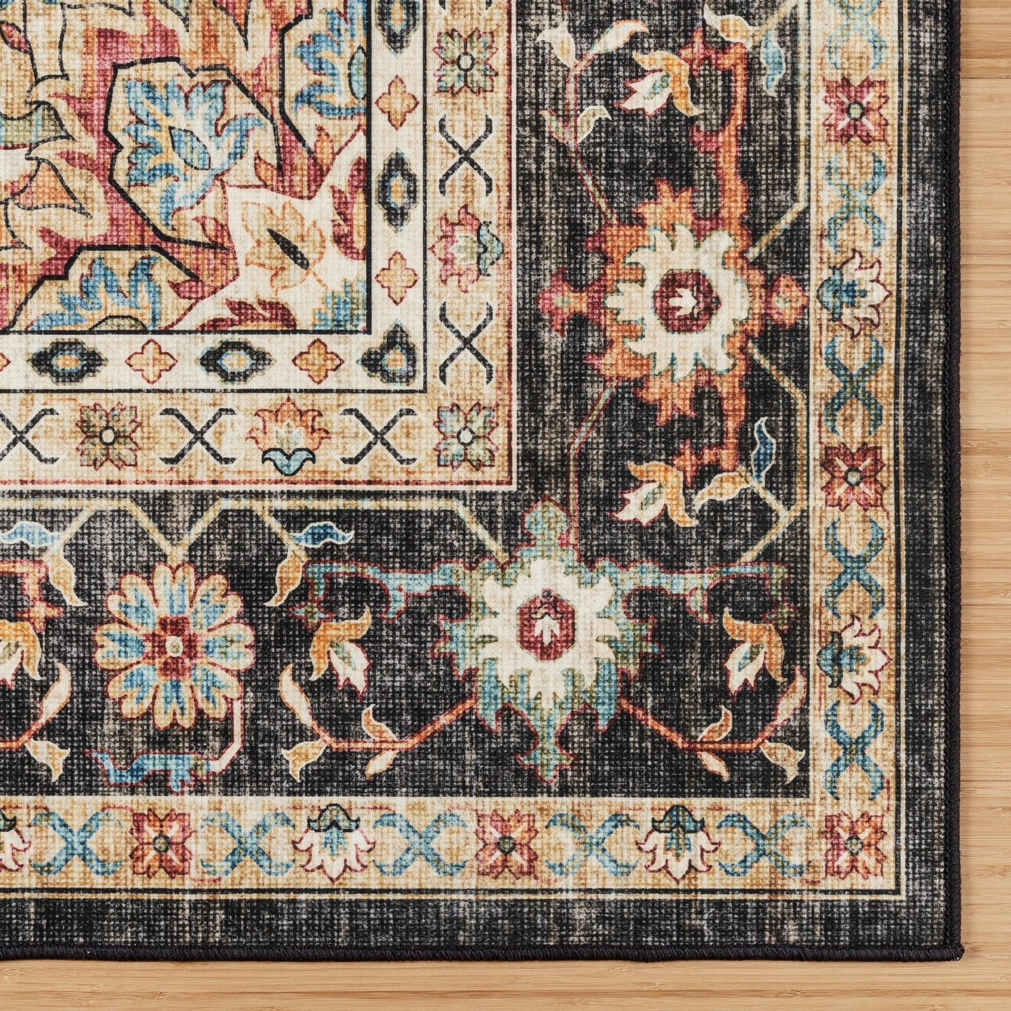 Gertmenian Crystal Print Washable Digital Printed Flat Pile Polyester Slip Resistant Area Rug Collection