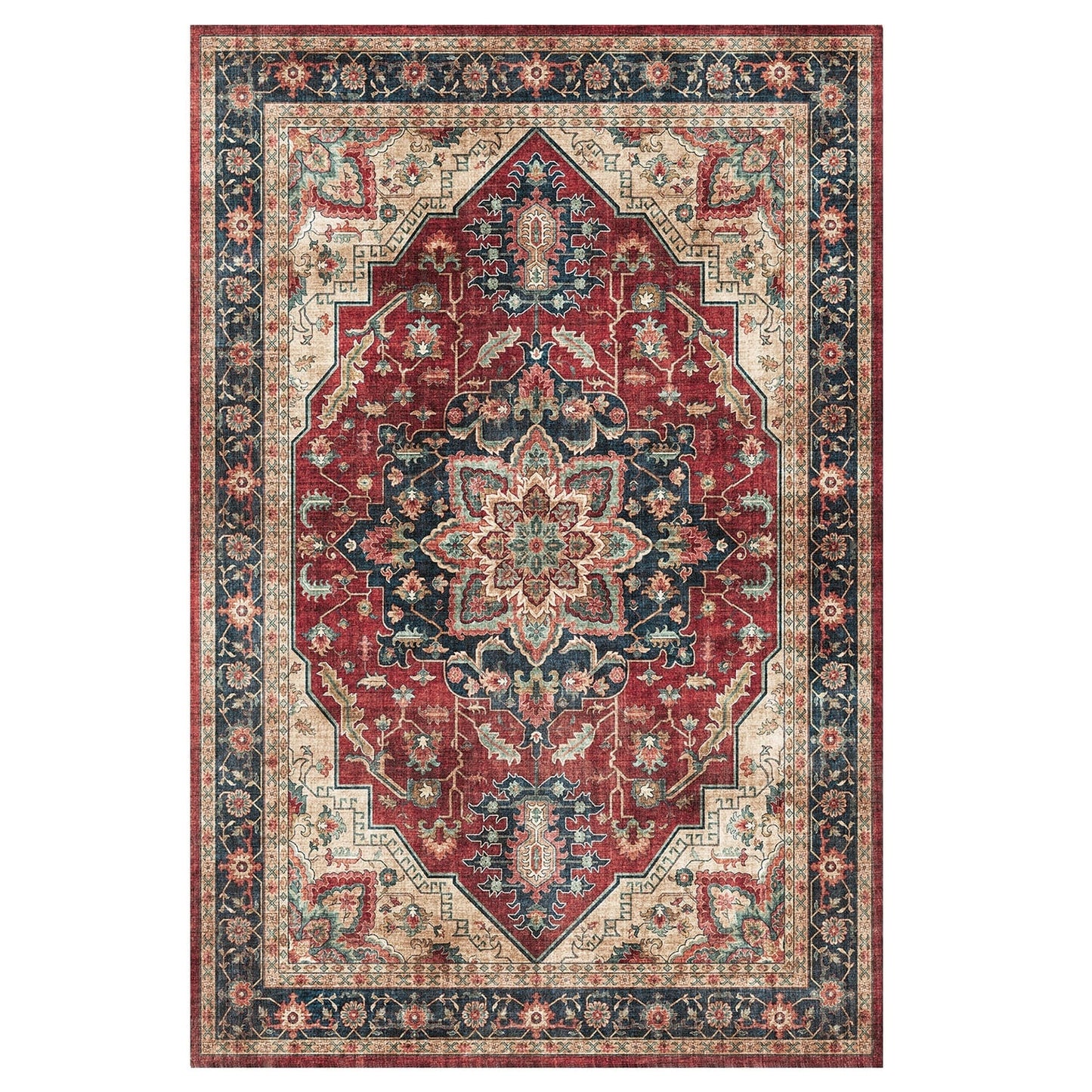 Gertmenian Crystal Print Washable Digital Printed Flat Pile Polyester Slip Resistant Area Rug Collection