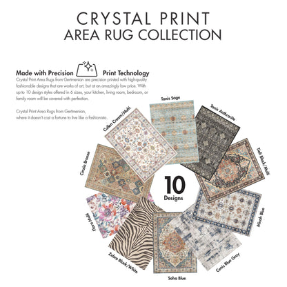 Gertmenian Crystal Print Washable Digital Printed Flat Pile Polyester Slip Resistant Area Rug Collection