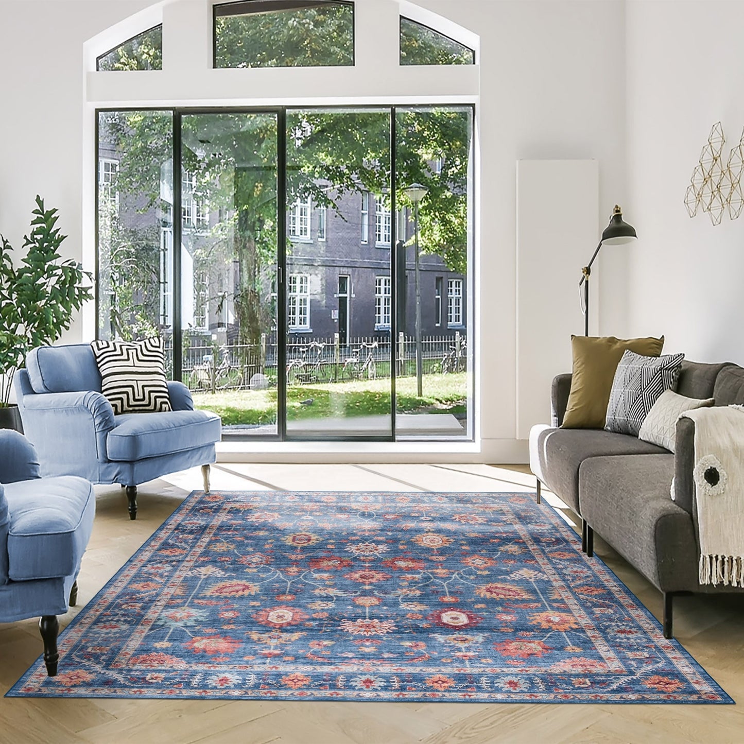 Gertmenian Crystal Print Washable Digital Printed Flat Pile Polyester Slip Resistant Area Rug Collection