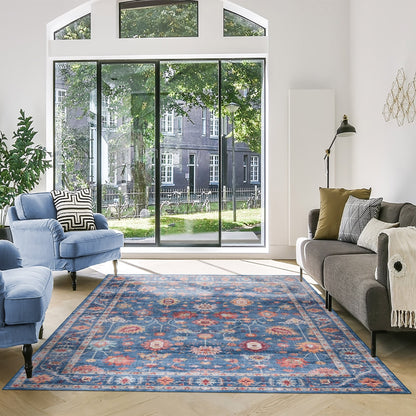 Gertmenian Crystal Print Washable Digital Printed Flat Pile Polyester Slip Resistant Area Rug Collection