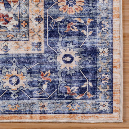 Gertmenian Crystal Print Washable Digital Printed Flat Pile Polyester Slip Resistant Area Rug Collection