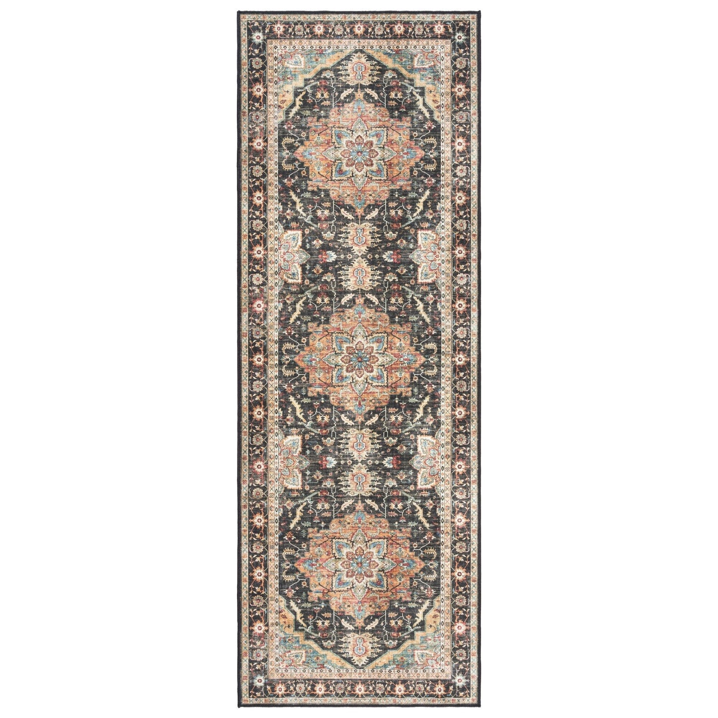 Gertmenian Crystal Print Washable Digital Printed Flat Pile Polyester Slip Resistant Area Rug Collection
