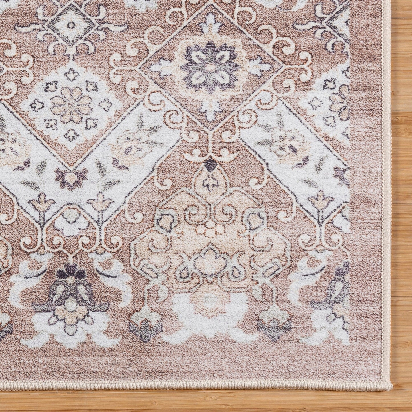 Gertmenian Crystal Print Washable Digital Printed Flat Pile Polyester Slip Resistant Area Rug Collection