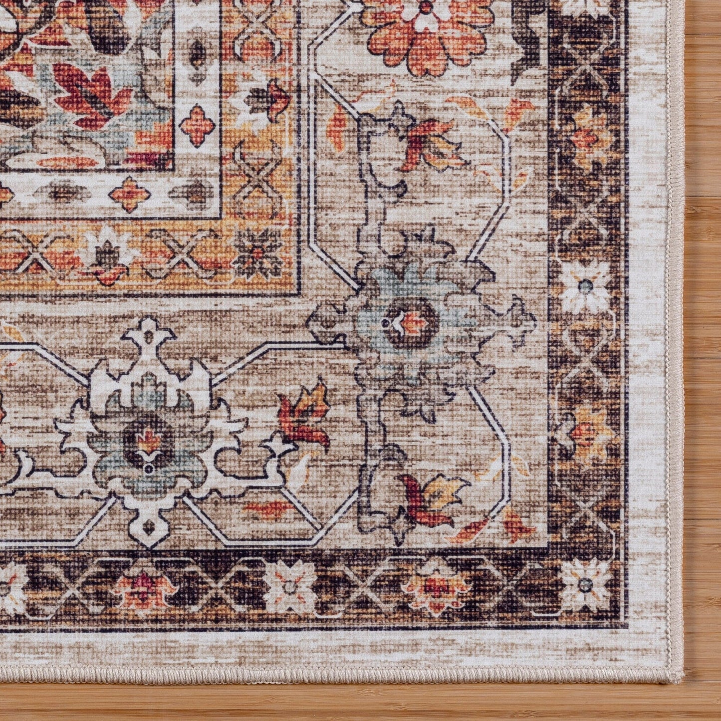 Gertmenian Crystal Print Washable Digital Printed Flat Pile Polyester Slip Resistant Area Rug Collection