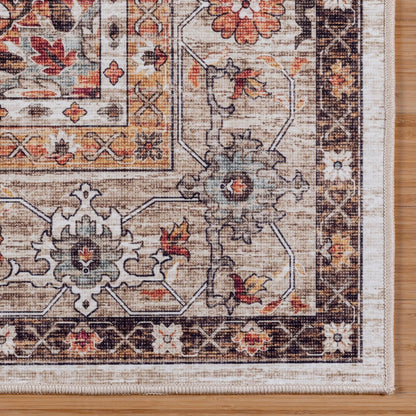 Gertmenian Crystal Print Washable Digital Printed Flat Pile Polyester Slip Resistant Area Rug Collection
